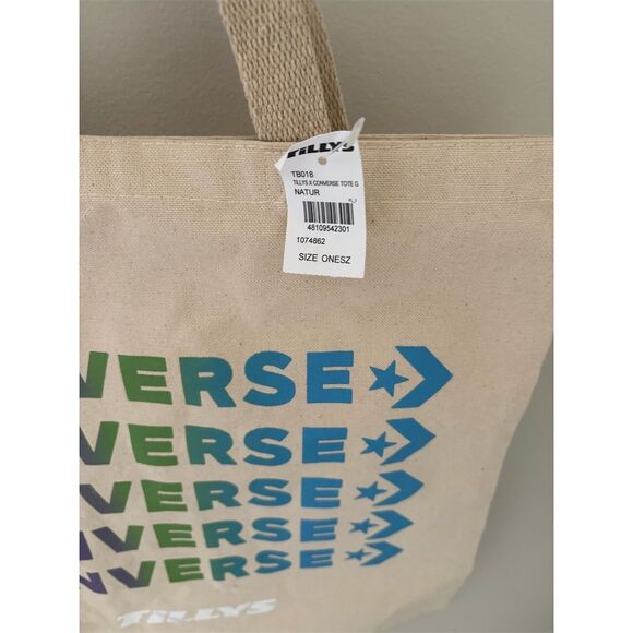 Converse Canvas Tote Bag Unisex Graphic Design Large Multicolor - Picture 3 of 5